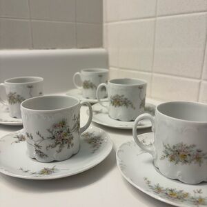 Floral Porcelain Espresso Cup and Saucer Set